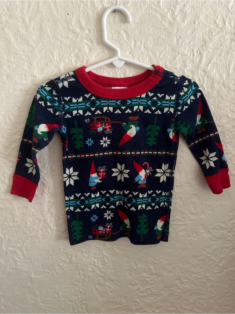 Hanna Andersson Gnome Sweet Gnome Christmas Pajama Top Infant 12-18 Months Blue